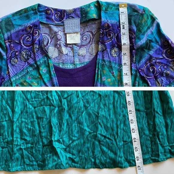 Vintage Rabbit Designs Dress Size 2P Made In USA Shoulder Pads Maxi Dress Green - Picture 4 of 9